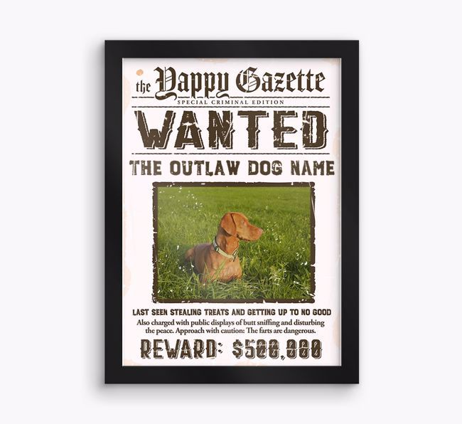 Wanted: Personalised {breedFullName} Photo Upload Framed Print